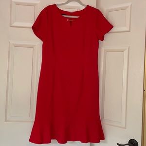 Red Talbots Sheath Dress with gold accent and ruffle trim / size: 12